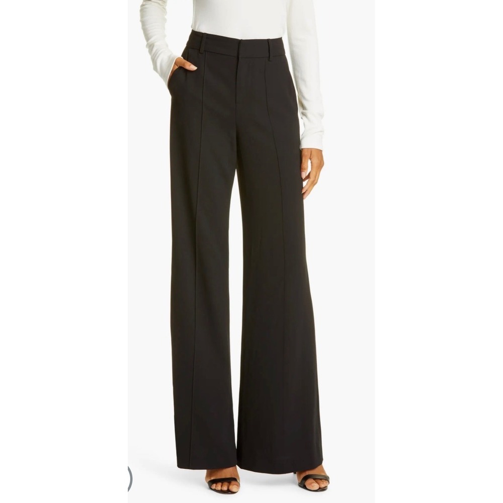 Alice + Olivia Classics Dylan Black Wide Leg High Waist Trousers Pleat Bootcut 2